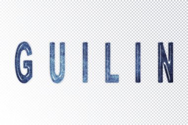 Guilin harfleri, Guilin samanyolu harfleri, şeffaf arka plan, kırpma yolu.