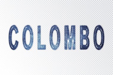 Colombo harfleri, Colombo samanyolu harfleri, şeffaf arkaplan, kırpma yolu