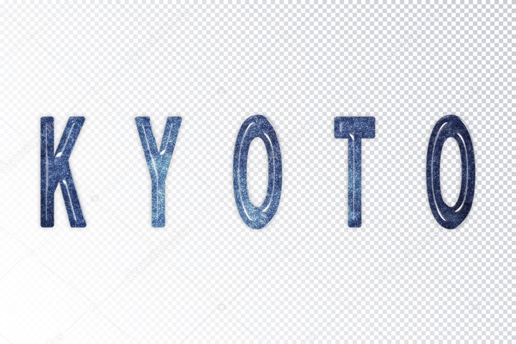 Kyoto lettering, Kyoto milky way letters, transparent background, Clipping path