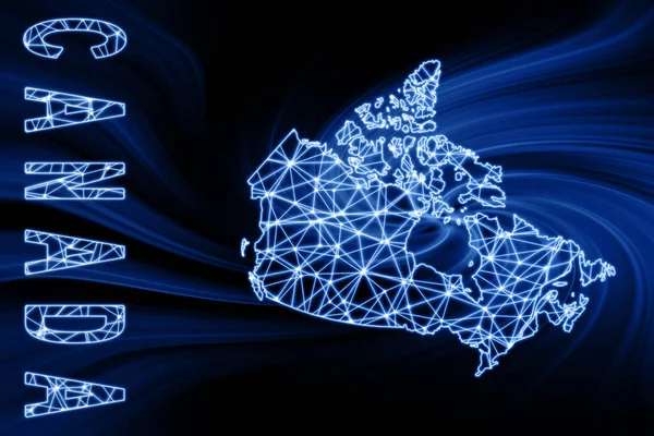 Map of Canada, Polygonal mesh line map, blue map on dark background