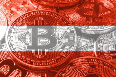 Avusturya bitcoin bayrağı, ulusal bayrak kripto para birimi kavramı siyah arkaplan