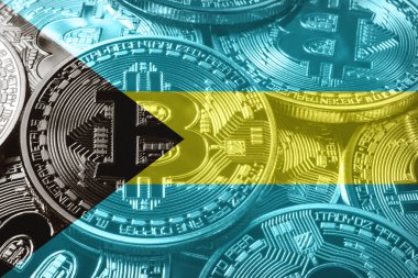 Bahamalar bitcoin bayrağı, ulusal bayrak kripto para kavramı siyah arkaplan