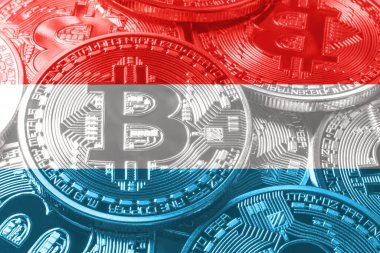 Lüksemburg bitcoin bayrağı, ulusal bayrak kripto para birimi kavramı kara fon