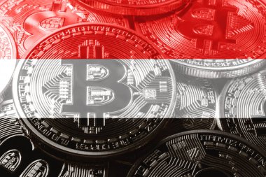 Yemen bitcoin bayrağı, ulusal bayrak kripto para kavramı siyah arkaplan