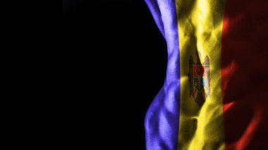 Karın kasları üzerinde Moldova bayrağı ulusal spor antrenmanı, vücut geliştirme konsepti, siyah arkaplan