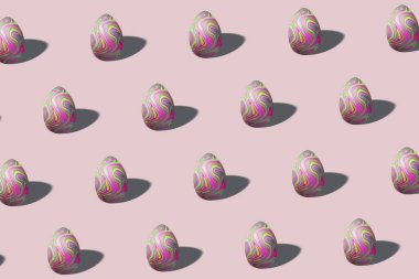Renkli Paskalya yumurtası, canlı yumurta, sıvı mermer, minimum Paskalya konsepti