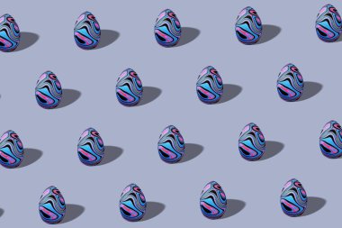 Renkli Paskalya yumurtası, canlı yumurta, sıvı mermer, minimum Paskalya konsepti