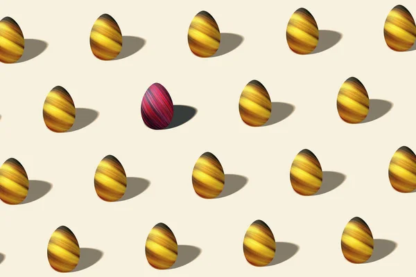 Modern Colorful Easter egg pattern made, gold Egg, Minimal Easter concept