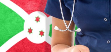 Burundi bayrak kadın doktor steteskop, ulusal sağlık sistemi