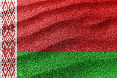 Belarus kum bayrağı, ulusal bayrak kum arka planı