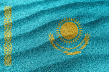 Kazakistan kum bayrağı, ulusal bayrak kum arka planı