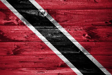 Trinidad ve Tobago bayrağı ahşap arka planda tahta bayraklar