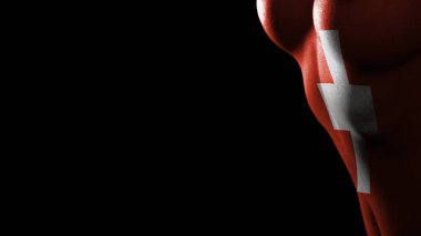 İsviçre bayrağı göğüs kanseri farkındalığı siyah zemin