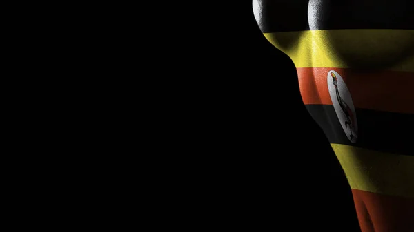 Flaga Ugandy Świadomość Raka Piersi Czarne Tło — Zdjęcie stockowe