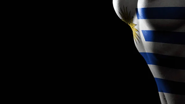 Urugwaj Flaga Rak Piersi Świadomości Czarne Tło — Zdjęcie stockowe