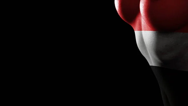 Flaga Jemenu Świadomość Raka Piersi Czarne Tło — Zdjęcie stockowe