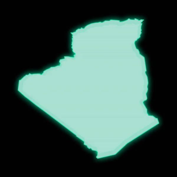 Térkép Algéria Régi Zöld Számítógép Terminál Képernyő Sötét Alapon — Stock Fotó