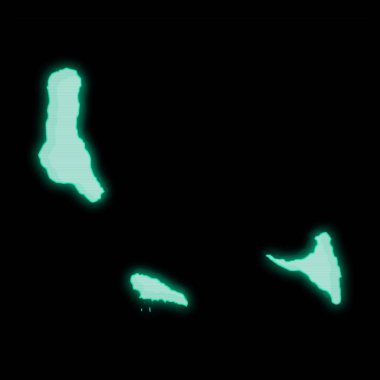 Comoros Haritası, eski yeşil bilgisayar terminal ekranı, koyu arkaplan