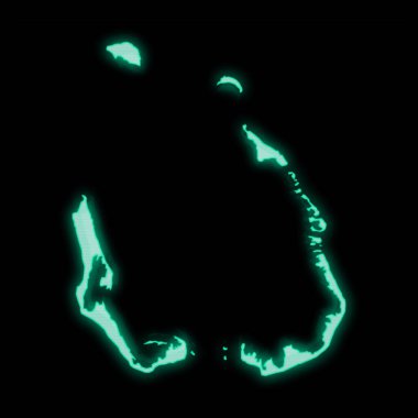 Cocos Adaları Haritası, eski yeşil bilgisayar terminal ekranı, koyu arkaplan