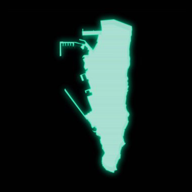 Cebelitarık haritası, eski yeşil bilgisayar terminal ekranı, koyu arkaplan