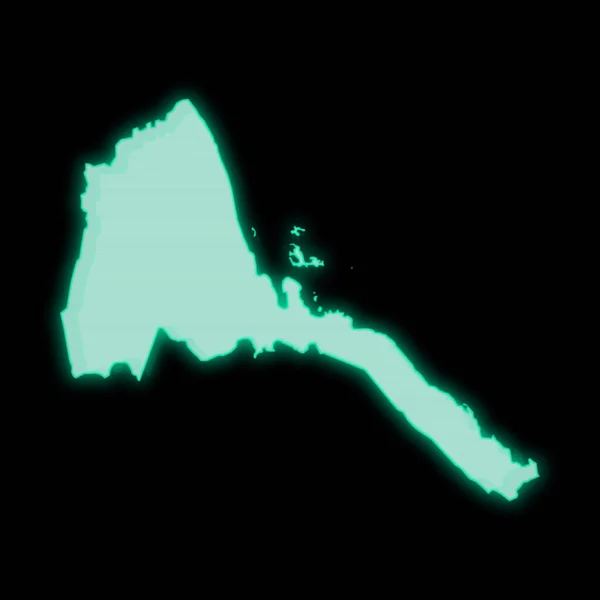 Χάρτης Της Ερυθραίας Παλιά Πράσινη Οθόνη Τερματικού Υπολογιστή Σκούρο Φόντο — Φωτογραφία Αρχείου