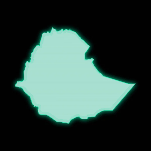 Kaart Van Ethiopië Oude Groene Computer Terminal Scherm Donkere Achtergrond — Stockfoto
