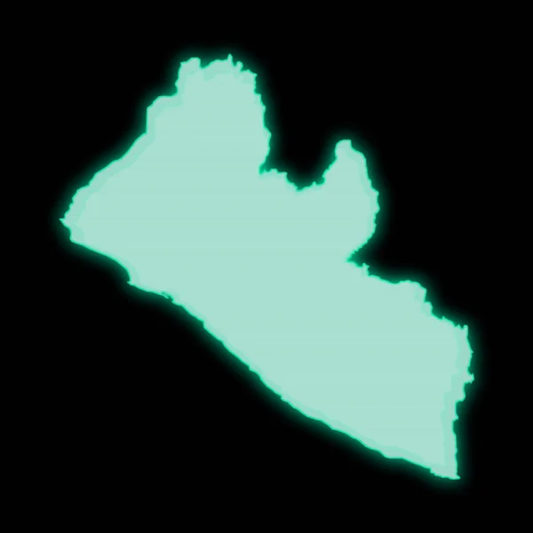 Mapa Libéria Tela Terminal Computador Verde Velho Fundo Escuro — Fotografia de Stock
