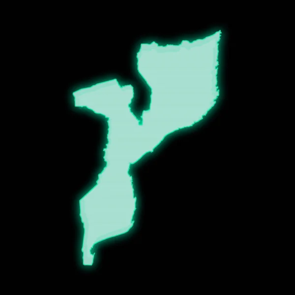 Mapa Mosambiku Stará Zelená Obrazovka Terminálu Tmavém Pozadí — Stock fotografie