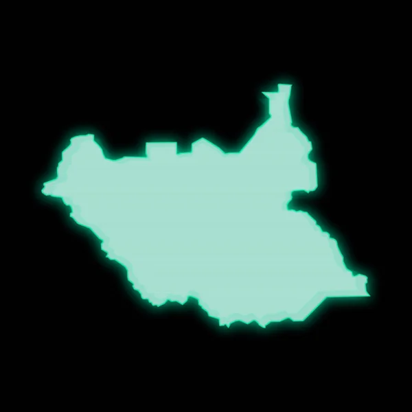 Karte Des Südsudan Alter Grüner Bildschirm Mit Computerterminals Auf Dunklem — Stockfoto