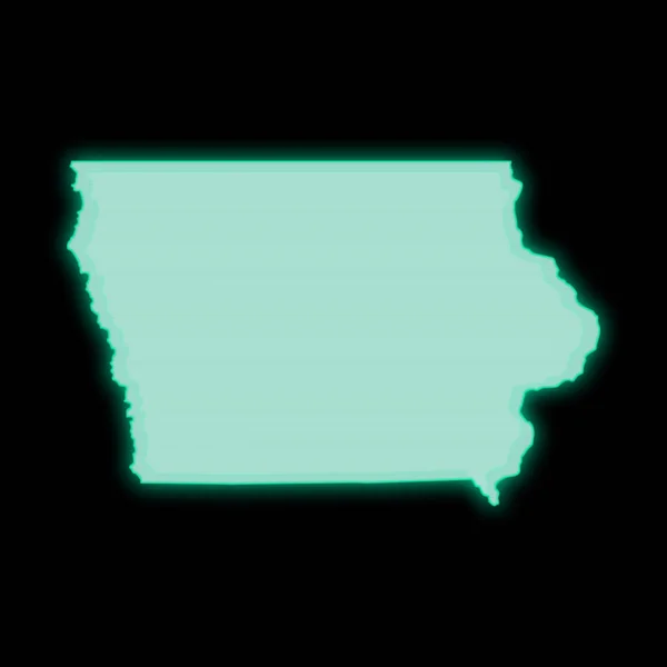 Mapa Iowa Vieja Pantalla Terminal Computadora Verde Sobre Fondo Oscuro — Foto de Stock