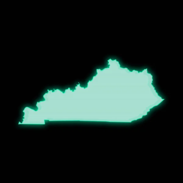 肯塔基州地图 黑暗背景下的旧绿色计算机终端屏幕 — 图库照片