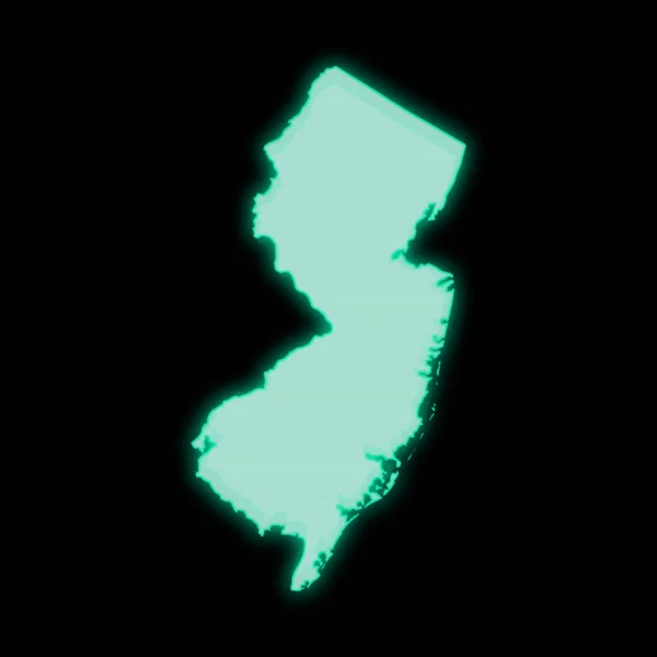 Map New Jersey Old Green Computer Terminal Screen Dark Background — Stock Photo, Image