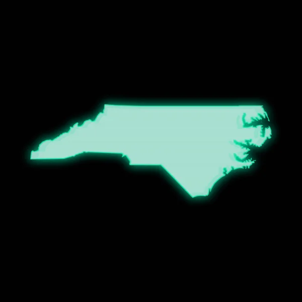 Észak Karolina Térképe Régi Zöld Számítógép Terminál Képernyő Sötét Háttérrel — Stock Fotó