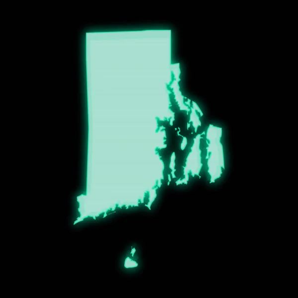 Mapa Rhode Island Tela Terminal Computador Verde Velho Fundo Escuro — Fotografia de Stock