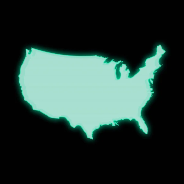 Mappa Degli Stati Uniti Vecchio Schermo Terminale Del Computer Verde — Foto Stock