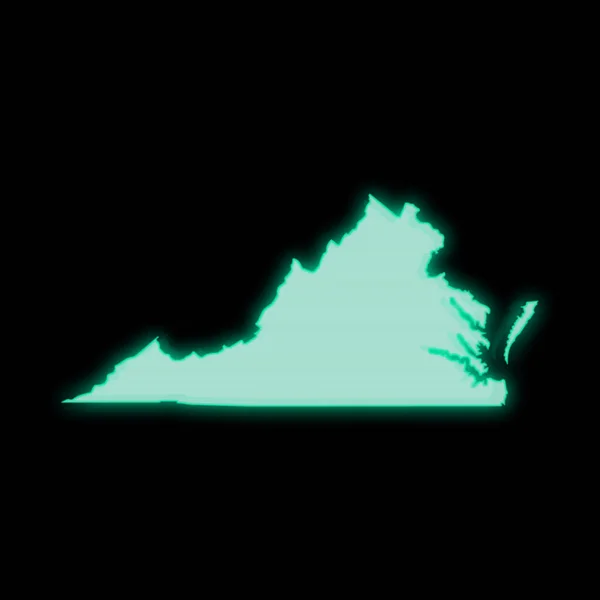 Mapa Virginia Vieja Pantalla Terminal Ordenador Verde Sobre Fondo Oscuro — Foto de Stock