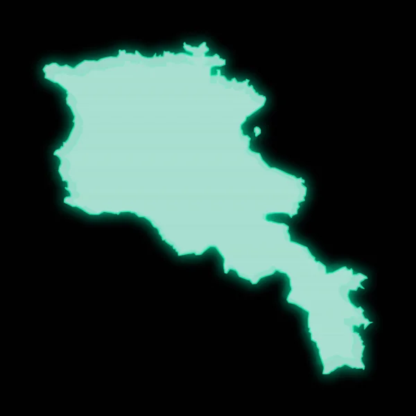 Χάρτης Της Αρμενίας Παλιά Πράσινη Οθόνη Τερματικού Υπολογιστή Σκούρο Φόντο — Φωτογραφία Αρχείου