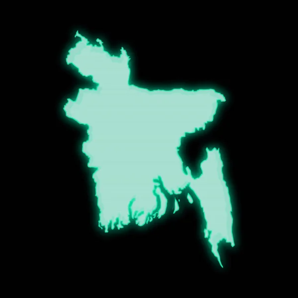 Карта Бангладеш Старий Зелений Комп Ютерний Екран Темному Фоні — стокове фото