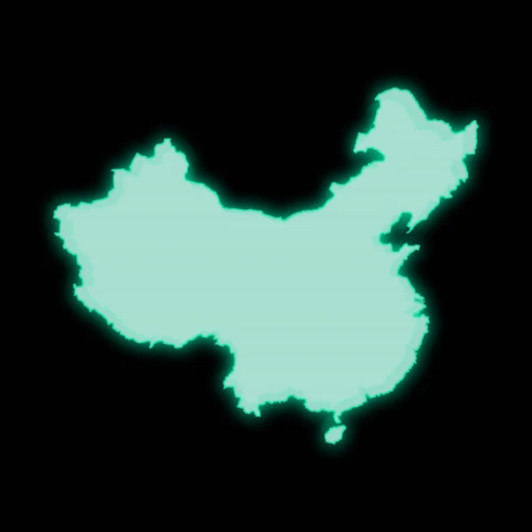 Mappa Della Cina Vecchio Schermo Terminale Del Computer Verde Sfondo — Foto Stock
