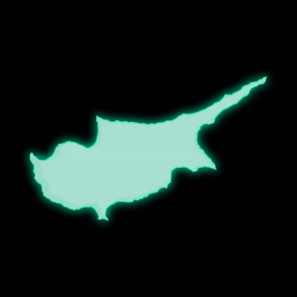 キプロスの地図 古い緑のコンピュータ端末画面 暗い背景に — ストック写真