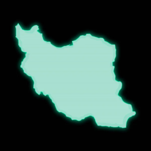 Mapa Irán Vieja Pantalla Terminal Computadora Verde Sobre Fondo Oscuro — Foto de Stock