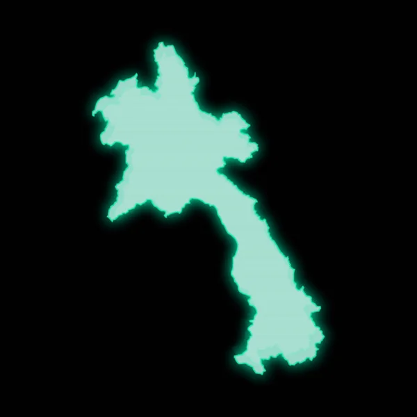 暗い背景にあるラオスの地図 古い緑のコンピュータ端末画面 — ストック写真