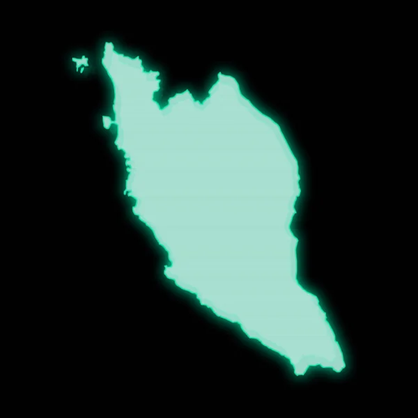 Карта Малайзії Старий Зелений Комп Ютерний Екран Темному Тлі — стокове фото