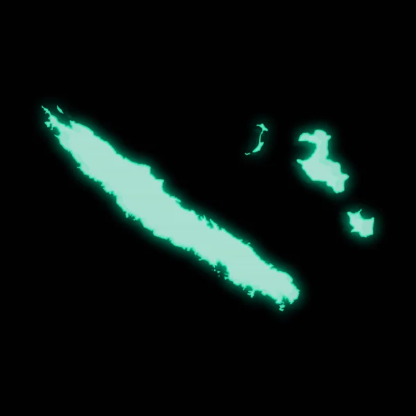 Uuden Kaledonian Kartta Vanha Vihreä Tietokoneen Pääteruutu Tummalla Taustalla — kuvapankkivalokuva
