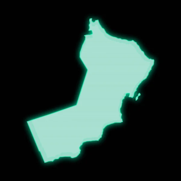 Karta Över Oman Gammal Grön Dator Terminal Skärm Mörk Bakgrund — Stockfoto