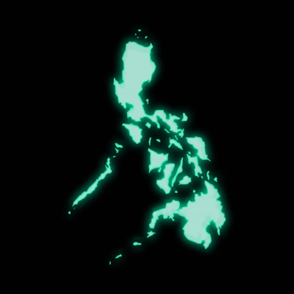 暗い背景にあるフィリピンの地図 古い緑のコンピュータ端末画面 — ストック写真