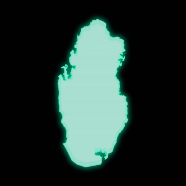 Katar Térképe Régi Zöld Számítógép Terminál Képernyő Sötét Háttérrel — Stock Fotó