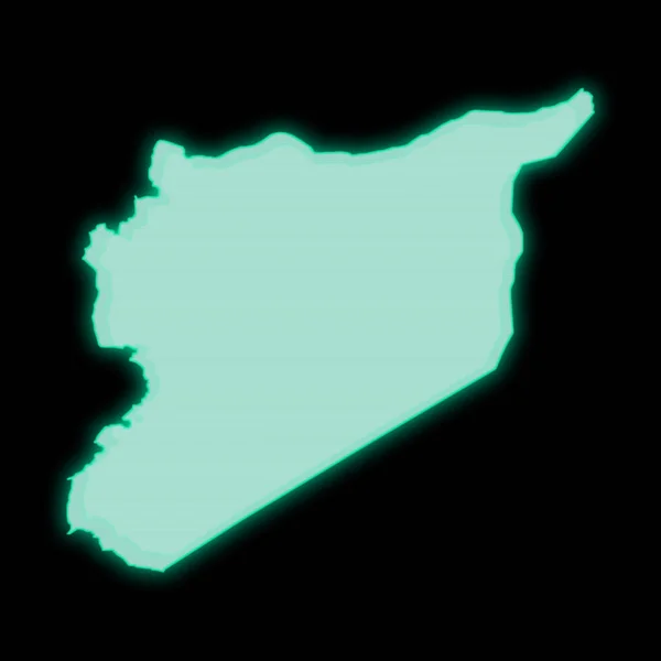 Χάρτης Της Συρίας Παλιά Πράσινη Οθόνη Τερματικού Υπολογιστή Σκούρο Φόντο — Φωτογραφία Αρχείου