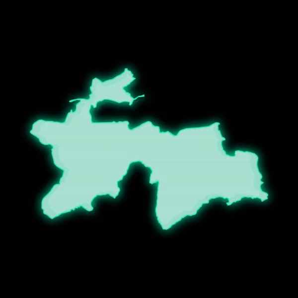 Карта Таджикистану Старого Зеленого Екрану Комп Ютера Темному Фоні — стокове фото