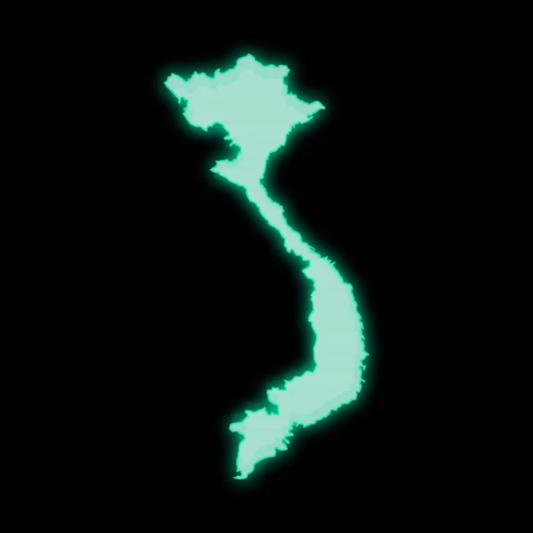 暗い背景にベトナムの地図 古い緑のコンピュータ端末画面 — ストック写真